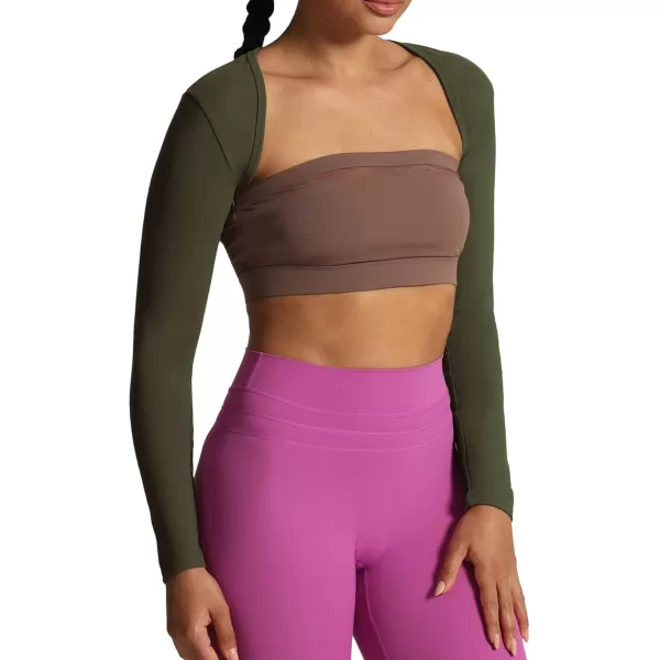Aoxjox Womens Long Sleeve Open Front Bolero Shrug Crop Top CardiganOlive Green