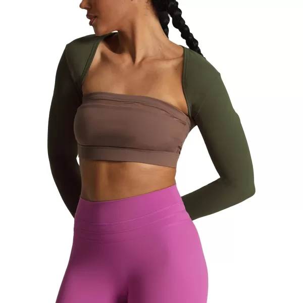 Aoxjox Womens Long Sleeve Open Front Bolero Shrug Crop Top CardiganOlive Green