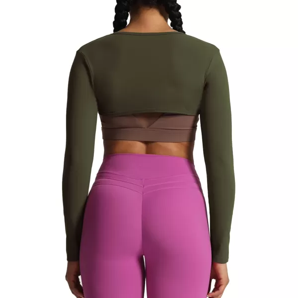 Aoxjox Womens Long Sleeve Open Front Bolero Shrug Crop Top CardiganOlive Green