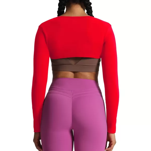 Aoxjox Womens Long Sleeve Open Front Bolero Shrug Crop Top CardiganRacing Red