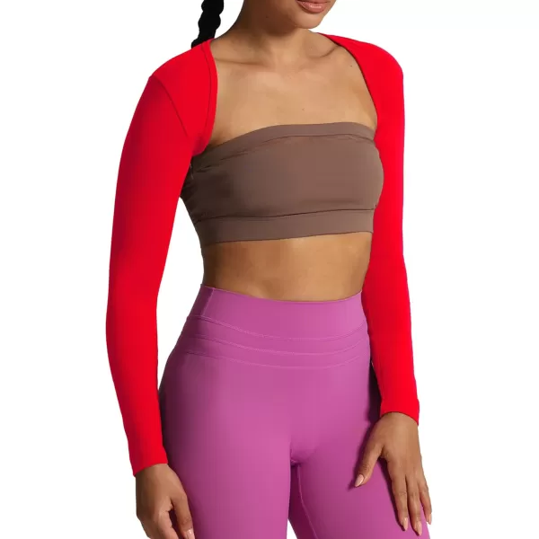 Aoxjox Womens Long Sleeve Open Front Bolero Shrug Crop Top CardiganRacing Red