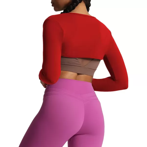 Aoxjox Womens Long Sleeve Open Front Bolero Shrug Crop Top CardiganRumba Red