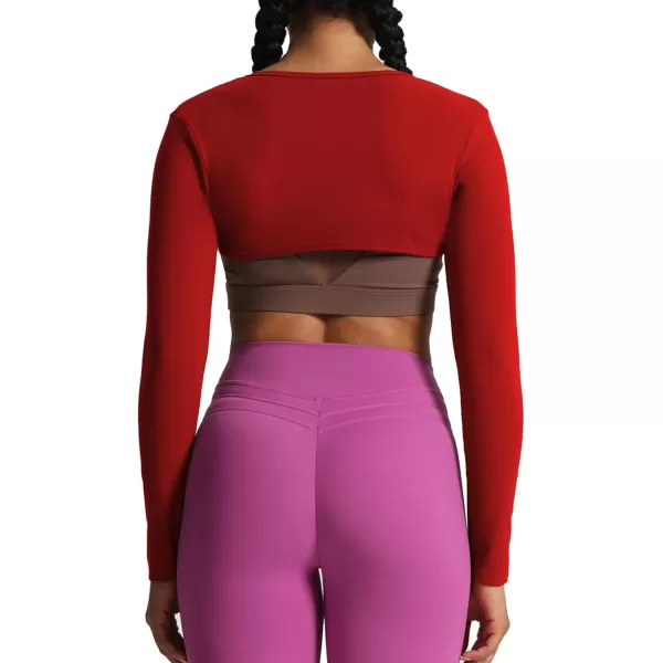 Aoxjox Womens Long Sleeve Open Front Bolero Shrug Crop Top CardiganRumba Red