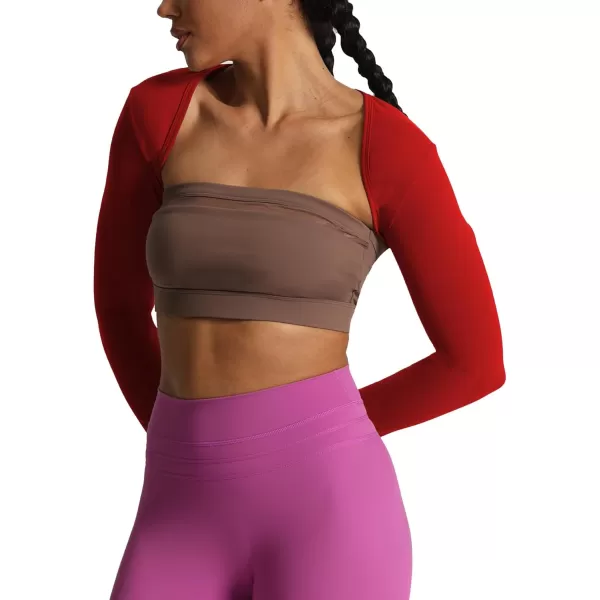 Aoxjox Womens Long Sleeve Open Front Bolero Shrug Crop Top CardiganRumba Red