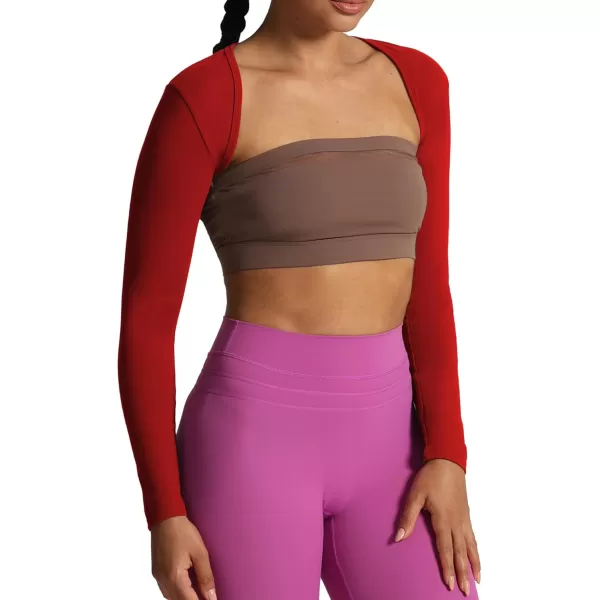 Aoxjox Womens Long Sleeve Open Front Bolero Shrug Crop Top CardiganRumba Red