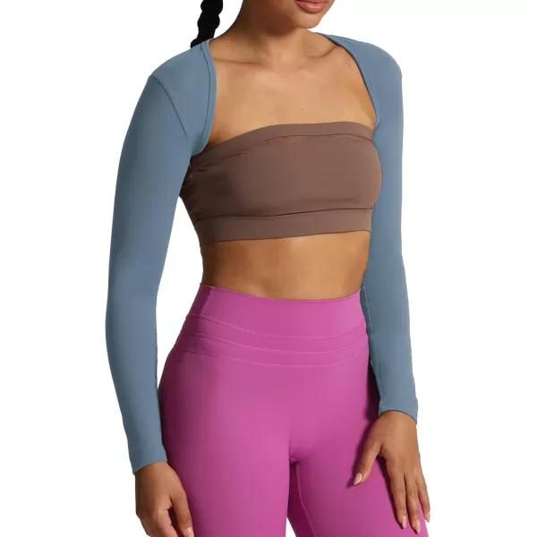Aoxjox Womens Long Sleeve Open Front Bolero Shrug Crop Top CardiganSteel Blue