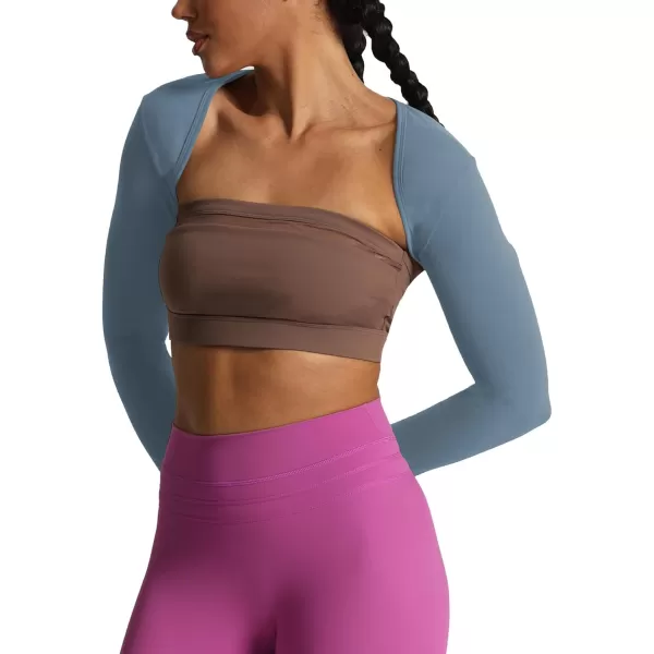 Aoxjox Womens Long Sleeve Open Front Bolero Shrug Crop Top CardiganSteel Blue