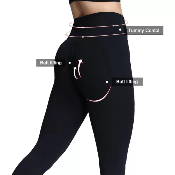 Aoxjox Womens Scrunch Butt Lifting Seamless Leggings Booty High Waisted Workout Yoga PantsA Black