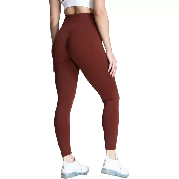 Aoxjox Womens Scrunch Butt Lifting Seamless Leggings Booty High Waisted Workout Yoga PantsA Cherry Mahogany