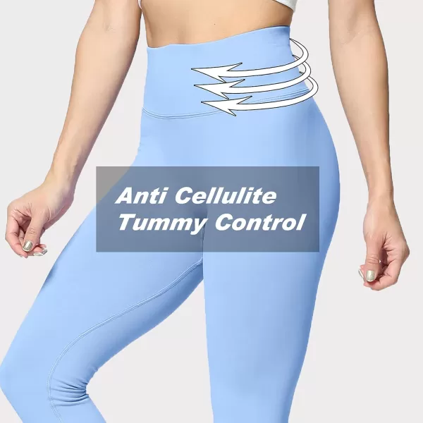Aoxjox Womens Scrunch Butt Lifting Seamless Leggings Booty High Waisted Workout Yoga PantsA Sky Blue