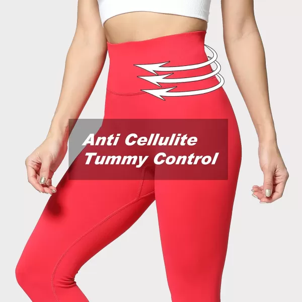 Aoxjox Womens Scrunch Butt Lifting Seamless Leggings Booty High Waisted Workout Yoga PantsRed