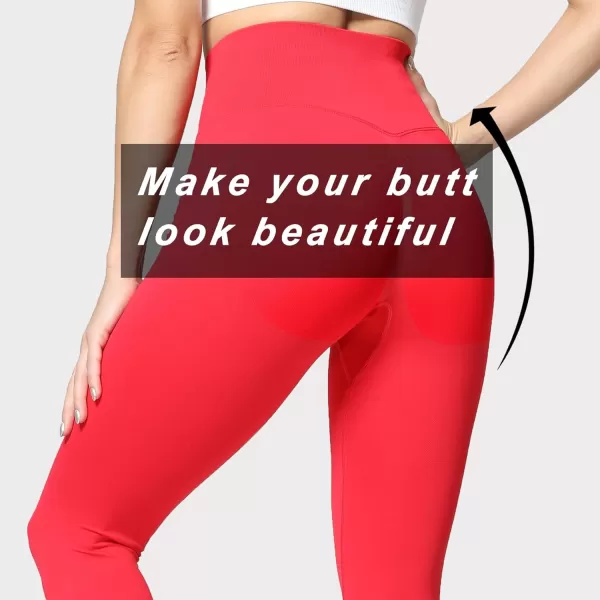Aoxjox Womens Scrunch Butt Lifting Seamless Leggings Booty High Waisted Workout Yoga PantsRed
