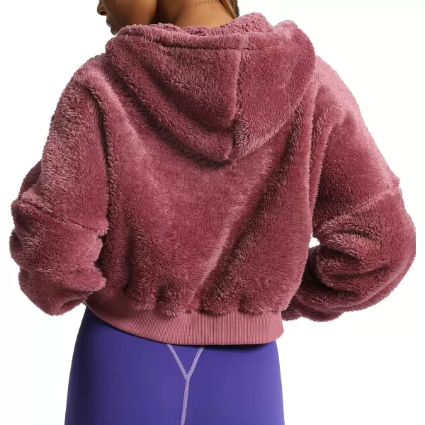 Aoxjox Womens Winter Hoodies Zipper Oversized Fuzzy Teddy Fleece Sweater SweatshirtPink