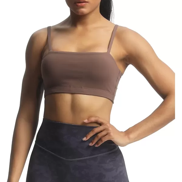 Aoxjox Womens Workout Bandeau Sports Bras Training Fitness Running Yoga Crop Tank Top1 Fudge Coffee