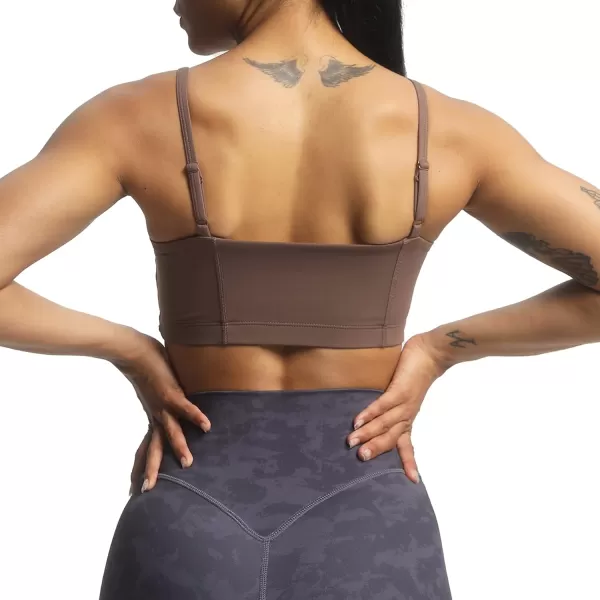 Aoxjox Womens Workout Bandeau Sports Bras Training Fitness Running Yoga Crop Tank Top1 Fudge Coffee