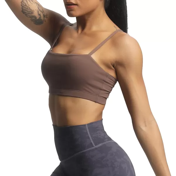 Aoxjox Womens Workout Bandeau Sports Bras Training Fitness Running Yoga Crop Tank Top1 Fudge Coffee