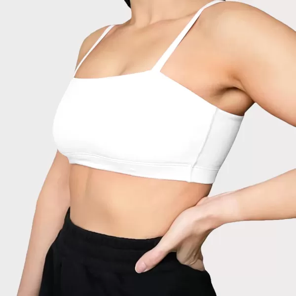 Aoxjox Womens Workout Bandeau Sports Bras Training Fitness Running Yoga Crop Tank Top1 White