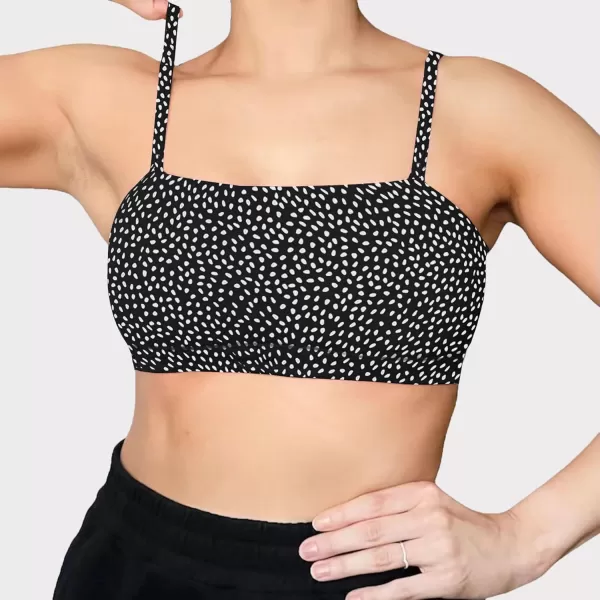 Aoxjox Womens Workout Bandeau Sports Bras Training Fitness Running Yoga Crop Tank Top2 Black Dot Print