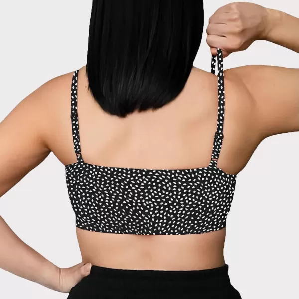 Aoxjox Womens Workout Bandeau Sports Bras Training Fitness Running Yoga Crop Tank Top2 Black Dot Print
