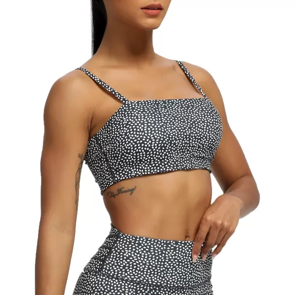 Aoxjox Womens Workout Bandeau Sports Bras Training Fitness Running Yoga Crop Tank Top2 Blueberry Dot Print