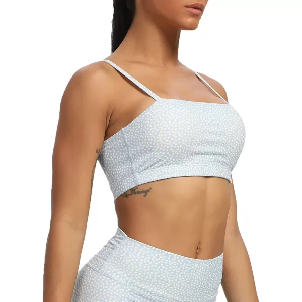 Aoxjox Womens Workout Bandeau Sports Bras Training Fitness Running Yoga Crop Tank Top2 Light Blue Dot Print