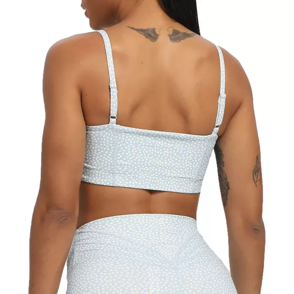 Aoxjox Womens Workout Bandeau Sports Bras Training Fitness Running Yoga Crop Tank Top2 Light Blue Dot Print