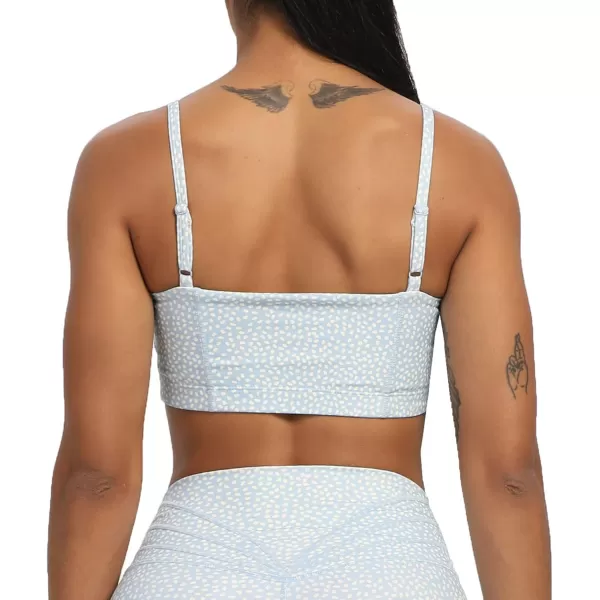 Aoxjox Womens Workout Bandeau Sports Bras Training Fitness Running Yoga Crop Tank Top2 Light Blue Dot Print