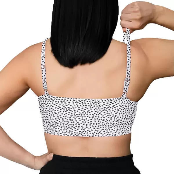 Aoxjox Womens Workout Bandeau Sports Bras Training Fitness Running Yoga Crop Tank Top2 White Dot Print