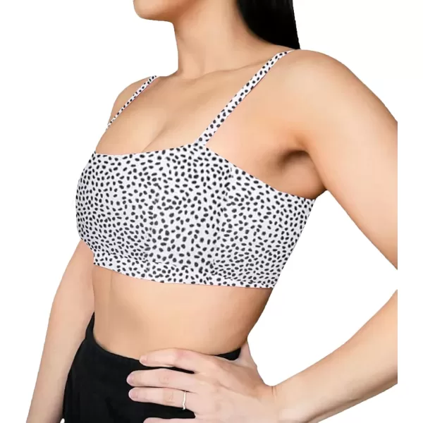 Aoxjox Womens Workout Bandeau Sports Bras Training Fitness Running Yoga Crop Tank Top2 White Dot Print