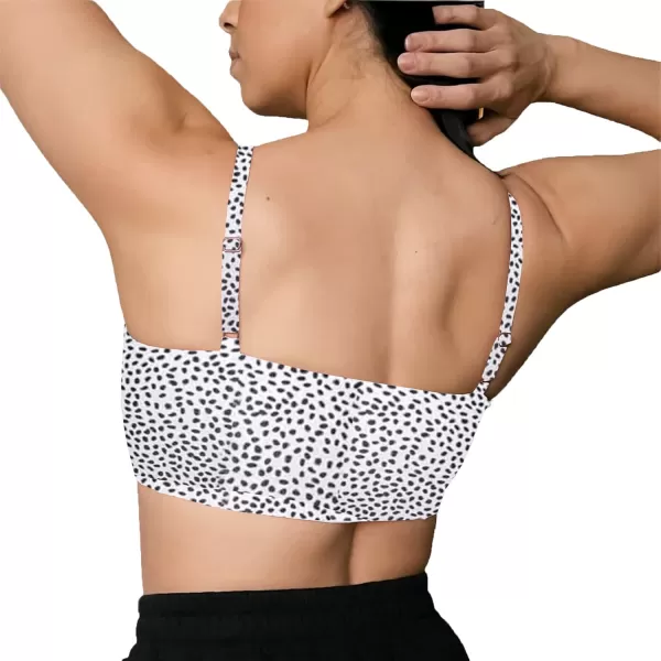 Aoxjox Womens Workout Bandeau Sports Bras Training Fitness Running Yoga Crop Tank Top2 White Dot Print
