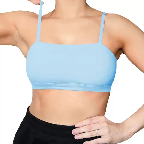 Aoxjox Womens Workout Bandeau Sports Bras Training Fitness Running Yoga Crop Tank TopAiry Blue