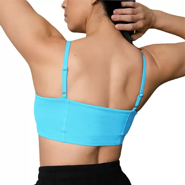 Aoxjox Womens Workout Bandeau Sports Bras Training Fitness Running Yoga Crop Tank TopAquarius Blue