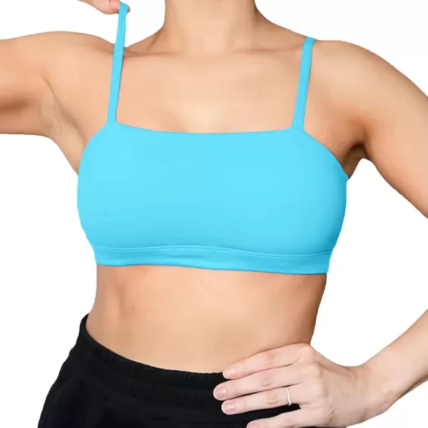 Aoxjox Womens Workout Bandeau Sports Bras Training Fitness Running Yoga Crop Tank TopAquarius Blue