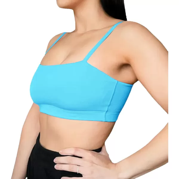 Aoxjox Womens Workout Bandeau Sports Bras Training Fitness Running Yoga Crop Tank TopAquarius Blue