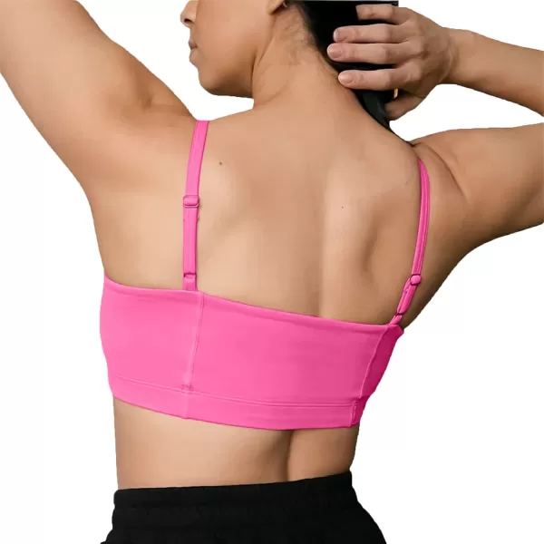 Aoxjox Womens Workout Bandeau Sports Bras Training Fitness Running Yoga Crop Tank TopAzalea Pink