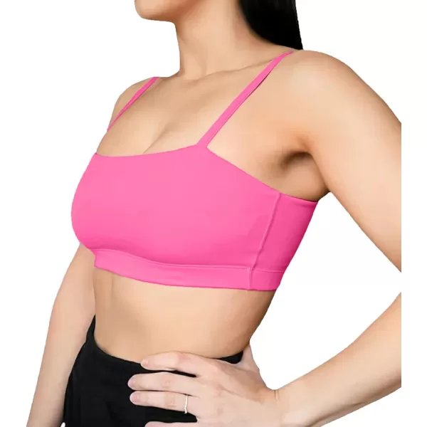 Aoxjox Womens Workout Bandeau Sports Bras Training Fitness Running Yoga Crop Tank TopAzalea Pink
