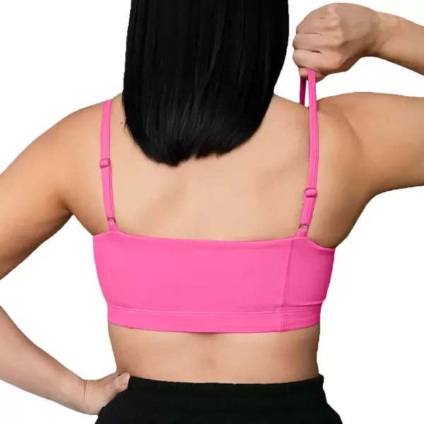 Aoxjox Womens Workout Bandeau Sports Bras Training Fitness Running Yoga Crop Tank TopAzalea Pink