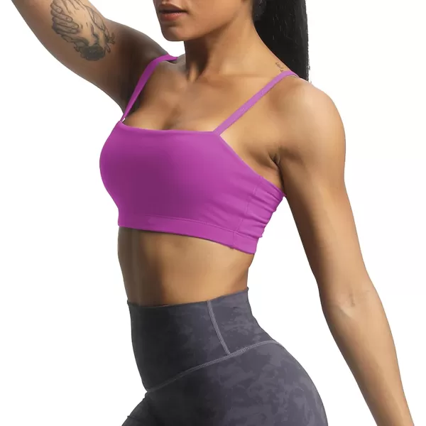 Aoxjox Womens Workout Bandeau Sports Bras Training Fitness Running Yoga Crop Tank TopCattleya Purple