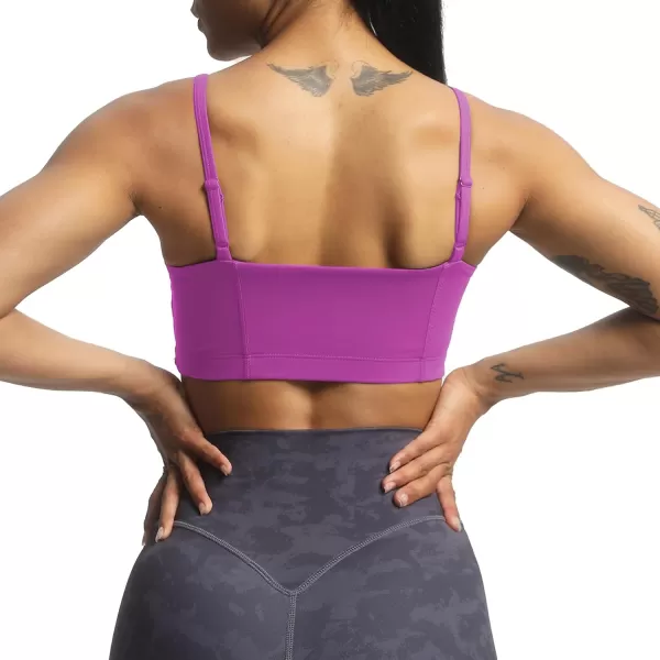 Aoxjox Womens Workout Bandeau Sports Bras Training Fitness Running Yoga Crop Tank TopCattleya Purple