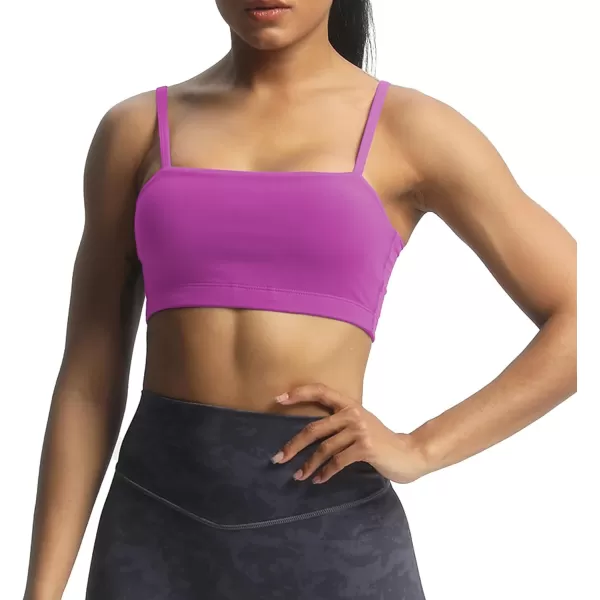 Aoxjox Womens Workout Bandeau Sports Bras Training Fitness Running Yoga Crop Tank TopCattleya Purple