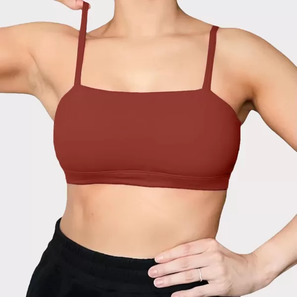 Aoxjox Womens Workout Bandeau Sports Bras Training Fitness Running Yoga Crop Tank TopCherry Mahogany