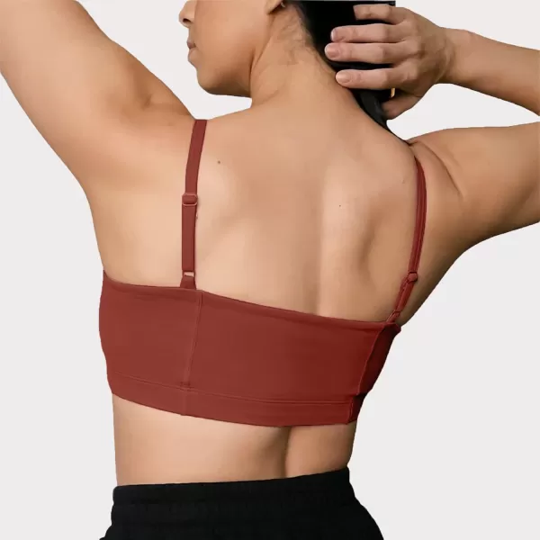 Aoxjox Womens Workout Bandeau Sports Bras Training Fitness Running Yoga Crop Tank TopCherry Mahogany