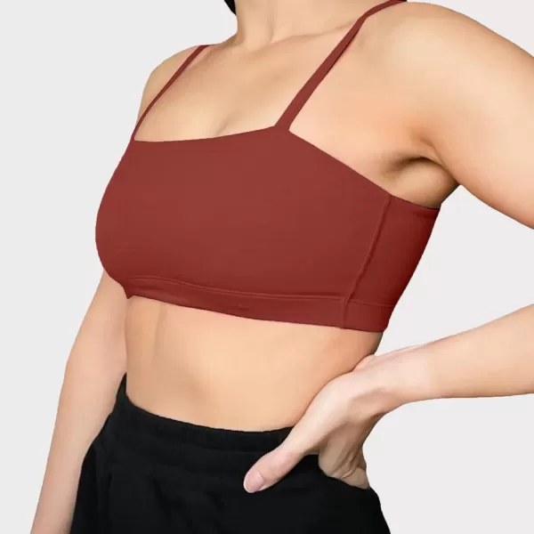 Aoxjox Womens Workout Bandeau Sports Bras Training Fitness Running Yoga Crop Tank TopCherry Mahogany