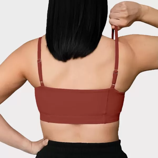 Aoxjox Womens Workout Bandeau Sports Bras Training Fitness Running Yoga Crop Tank TopCherry Mahogany
