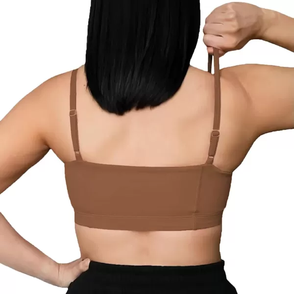 Aoxjox Womens Workout Bandeau Sports Bras Training Fitness Running Yoga Crop Tank TopDandelion Brown