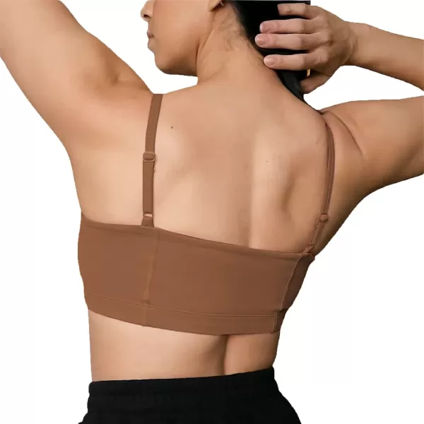 Aoxjox Womens Workout Bandeau Sports Bras Training Fitness Running Yoga Crop Tank TopDandelion Brown