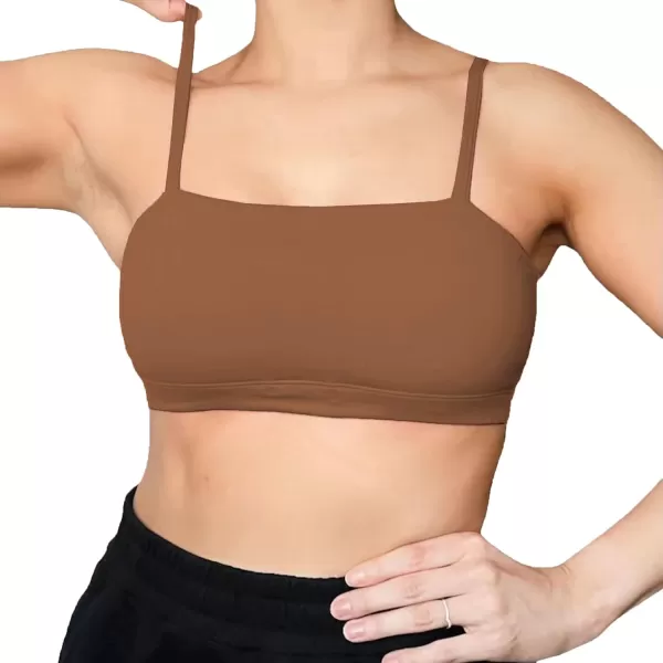 Aoxjox Womens Workout Bandeau Sports Bras Training Fitness Running Yoga Crop Tank TopDandelion Brown