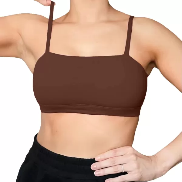Aoxjox Womens Workout Bandeau Sports Bras Training Fitness Running Yoga Crop Tank TopDark Brown
