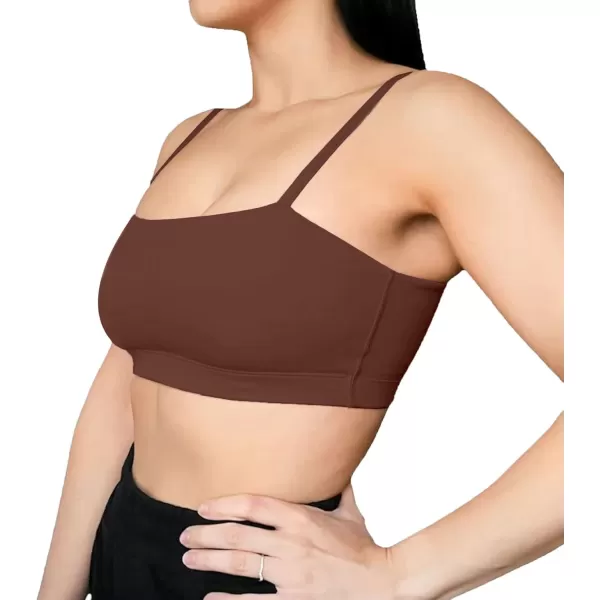 Aoxjox Womens Workout Bandeau Sports Bras Training Fitness Running Yoga Crop Tank TopDark Brown
