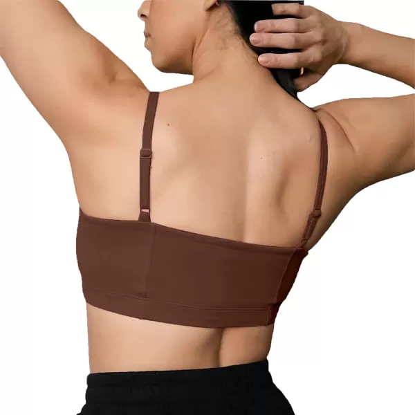 Aoxjox Womens Workout Bandeau Sports Bras Training Fitness Running Yoga Crop Tank TopDark Brown
